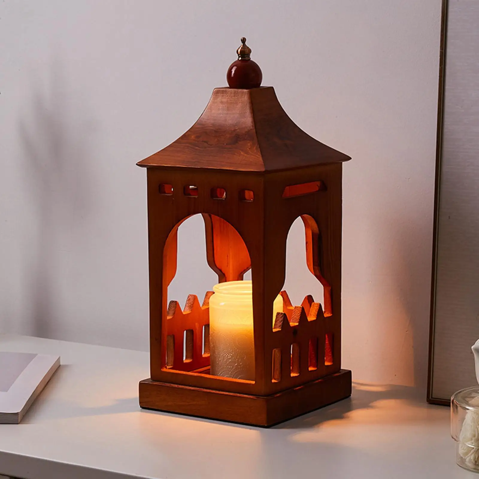 Wooden Candle Warmer Decoration Fragrance Wax Melting Light for Table Bedroom Home