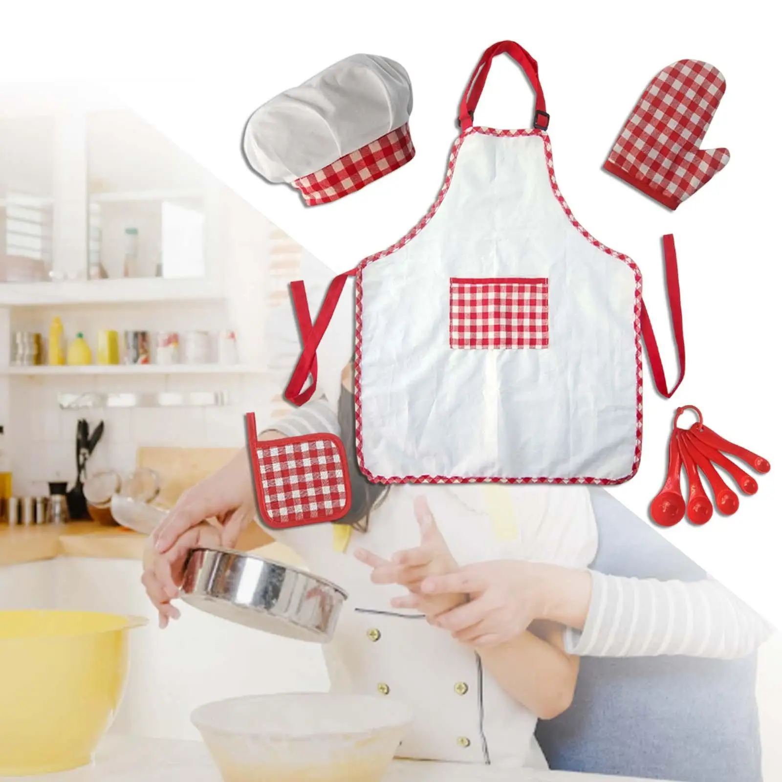 5 Pieces child cooking and Baking Set Chef Apron Children Role Play Accessories for 3-6 Years Child