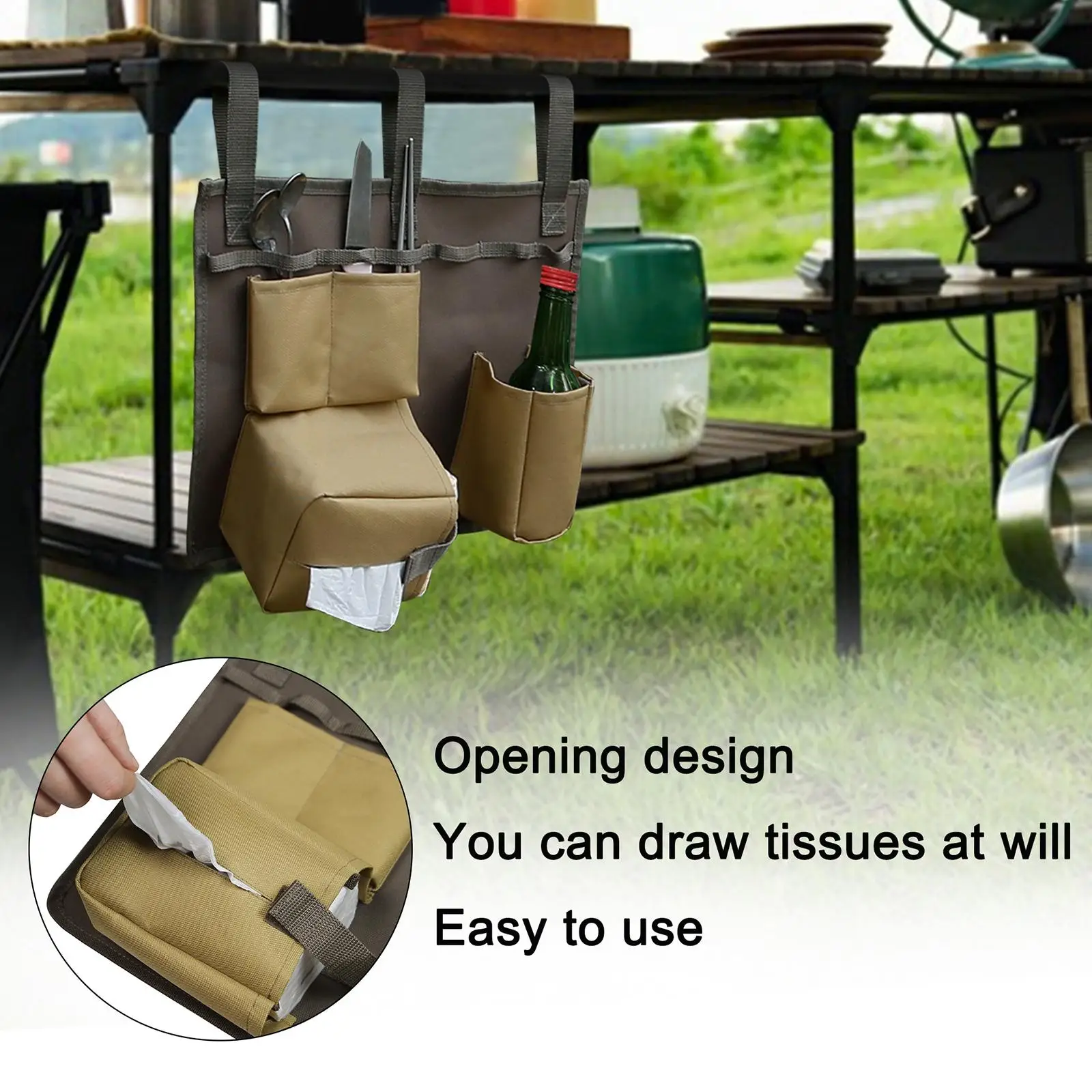 Folding Tableware Storage Bag Flatware Cutlery Bag Portable Carrying Bag Holder for Camping Barbecue Backpacking Kitchen Outdoor