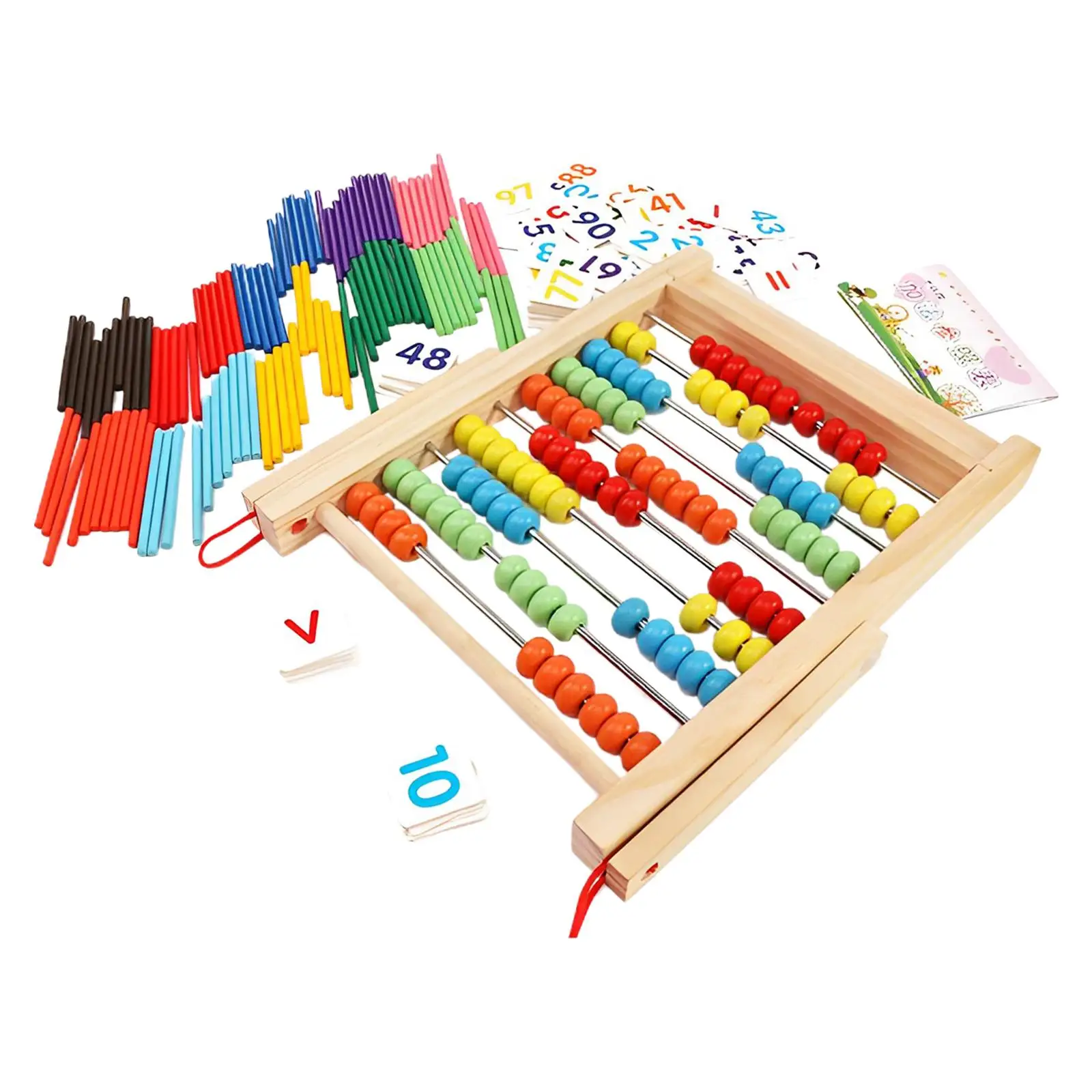 Wooden Abacus Counting Sticks with Multi Color Beads Educational Counting Toy for Toddlers Kids Preschool Kindergarten Children