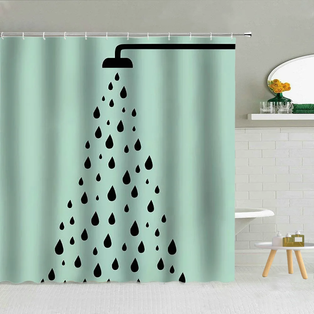 Raindrop preto branco cortina de chuveiro simplicidade