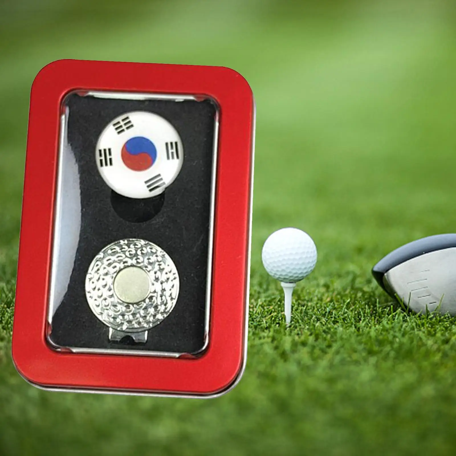 Golf Ball Marker with Magnetic Hat Clip Attach to Hat Visor Belt Pocket