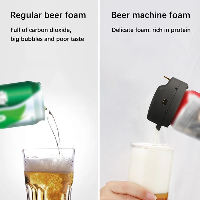 1PC Ultrasonic Beer Foamer Canned Beer Bottle Filler Bubble Foam Maker  Electric Beer Frother Foamer Kitchen Bar Wine Tools 2023