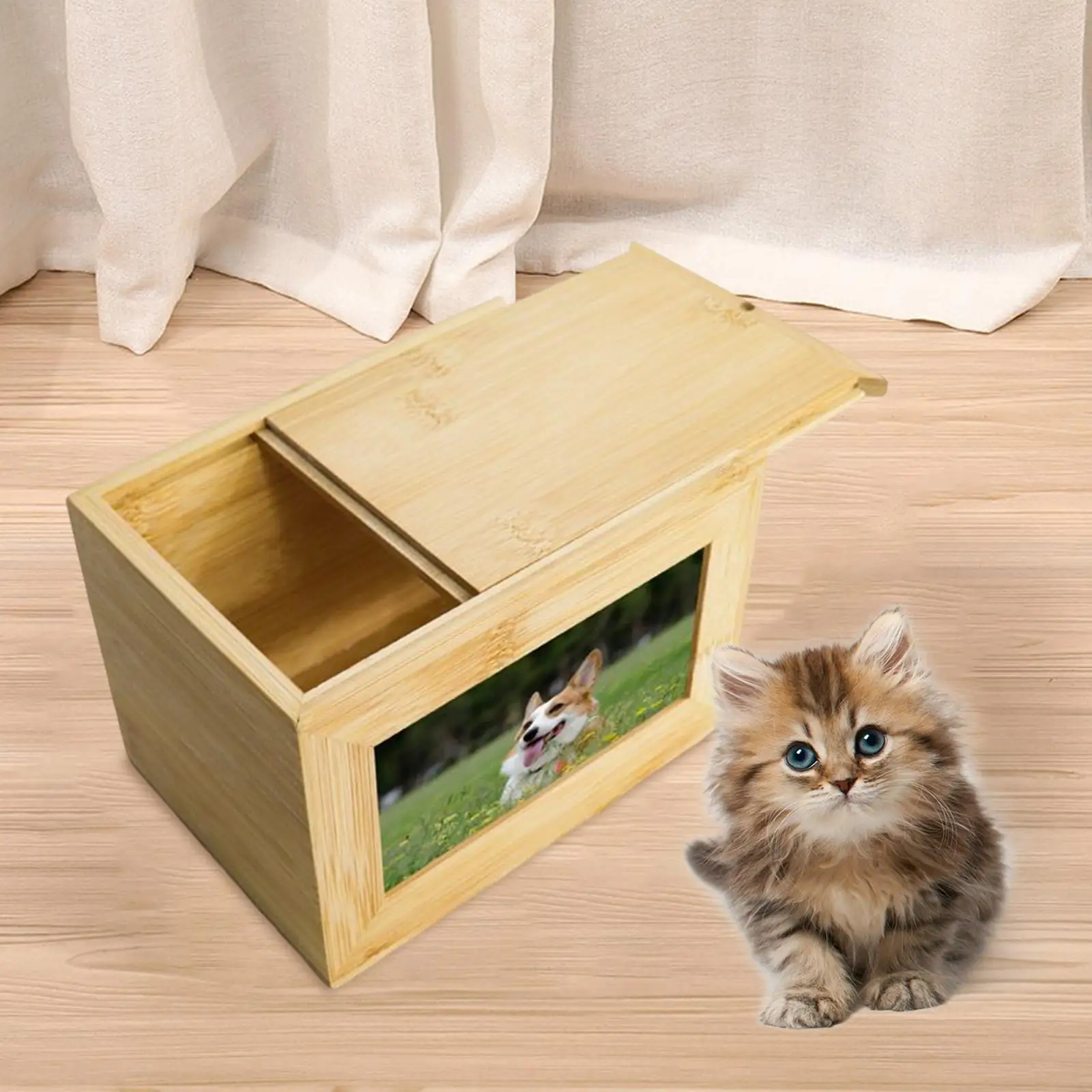 Wooden Pet Urns Loose Memorial Pets Gift Cremation Urn Funeral Cremation Urn Box Wood Memorial Pets Urns for Cats Ashes Sympathy