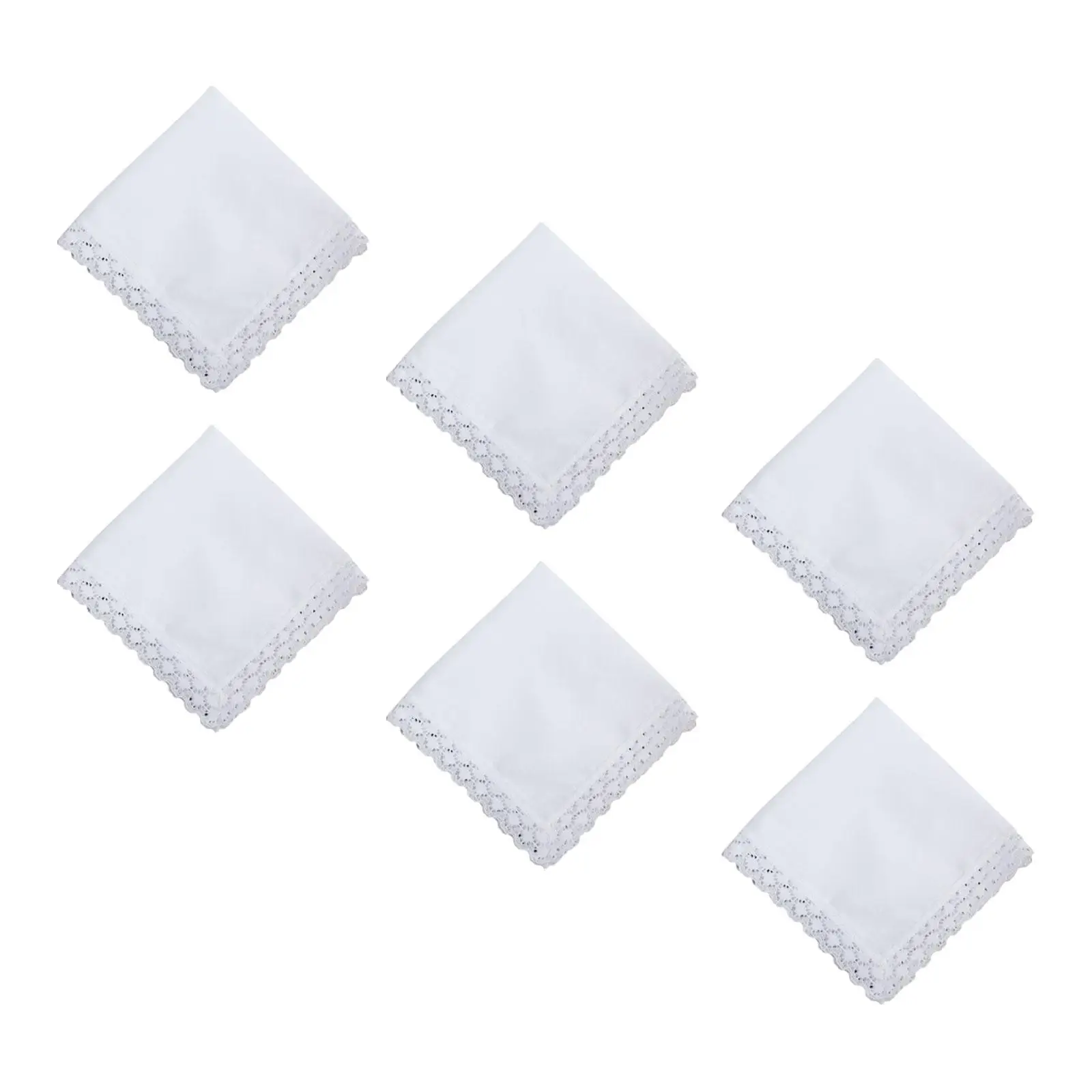 6Pcs White Lace Handkerchiefs for Men Suit Cotton Ladies Womens Pocket Squares for Dyeing Crafts Supplies Wedding Handmade DIY