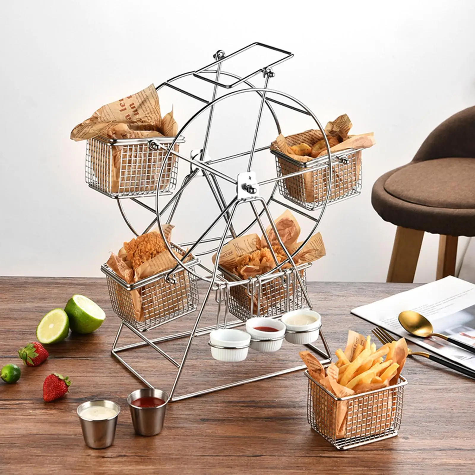 Rotating Food Display Stand Dessert Carrier Nuggets Basket for Carnival Decor
