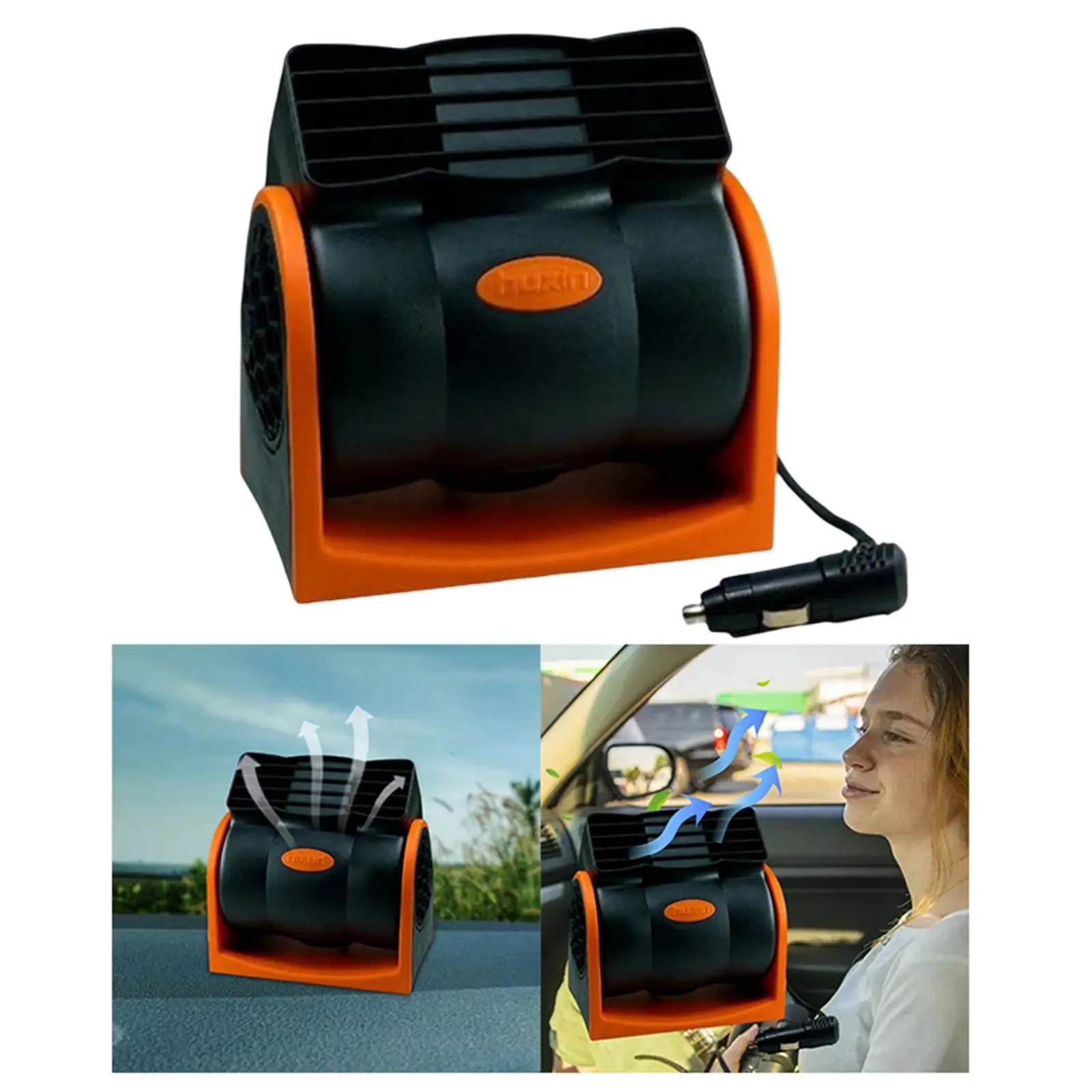Vehicle 24V Car Truck Cooling Air Fan Low Noise No Fan Blades Cage Shape