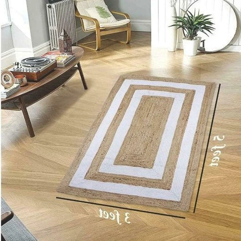 Details about   Rug 100% Natural Braided jute modern living rustic look area carpet outdoor rugs 