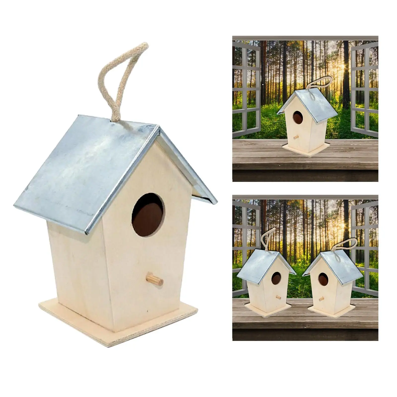 Wooden Hanging House  Nest Woodhouse for  Resting Place Outside Decoration