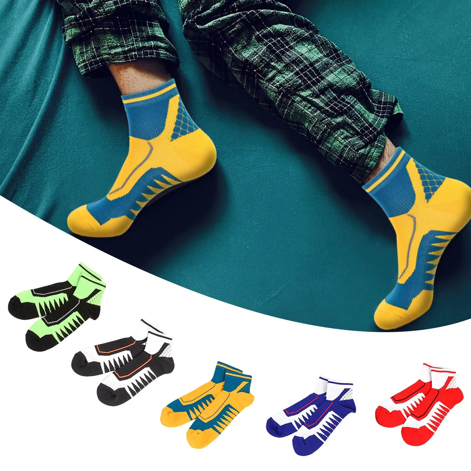 Fashion 5 Pairs Men Crew Socks Comfortable Absorb Sweat Breathable Thick Winter Athletic Sports Ankle Socks for New Year Home