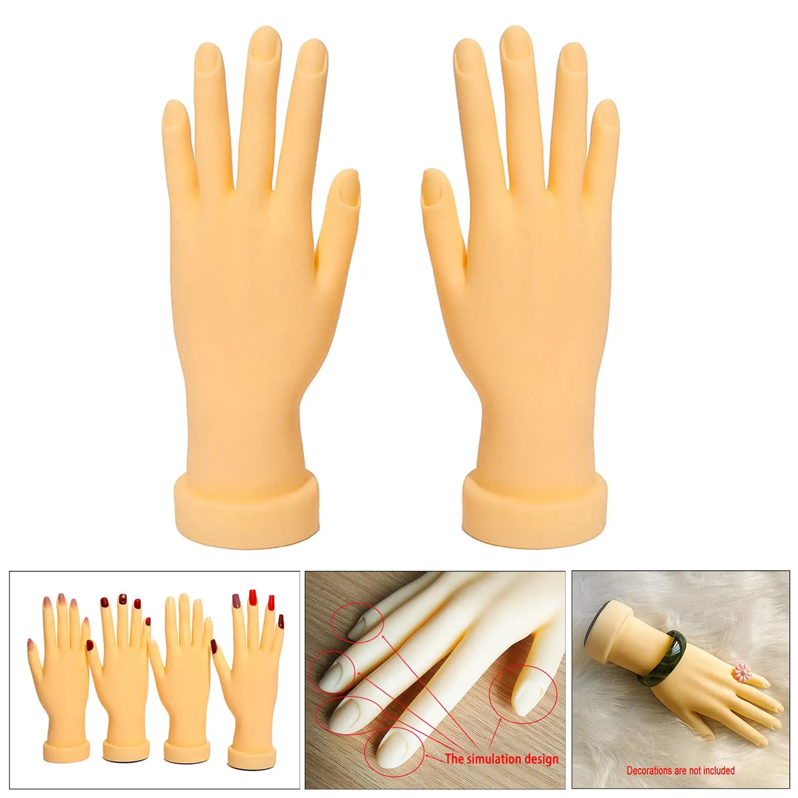 Nail Practice Hand Bendable Flexible Silicone Manicure Tool Stand Fake Model Mannequin for Acrylic Nails DIY Nails Practice