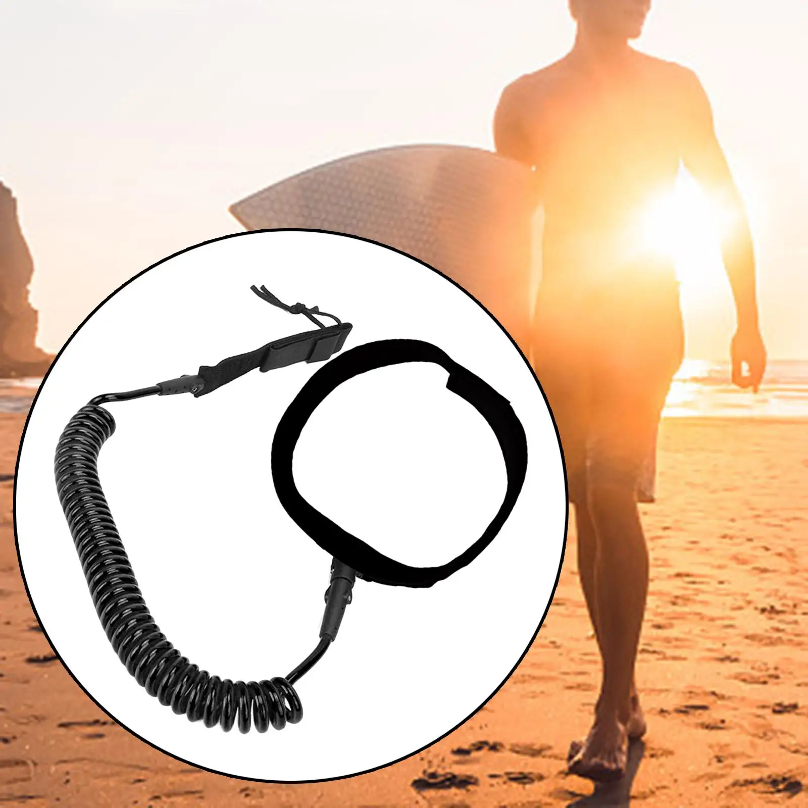 Surf Leash Surf Board Leashes Elastic Cord Coiled Surfboard Leash for All Types of Surfboards Shortboard Longboard Skimboard