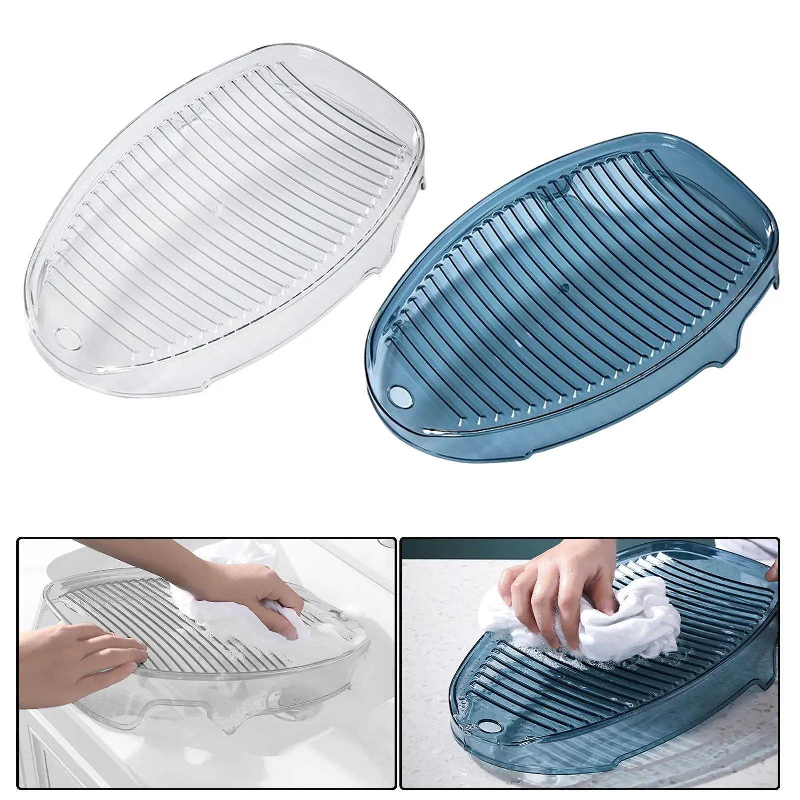 Hand Washing Board Laundry Cleaning Tool Antiskid Portable Transparent Laundry Board for Socks Pants Washing Clothes Household