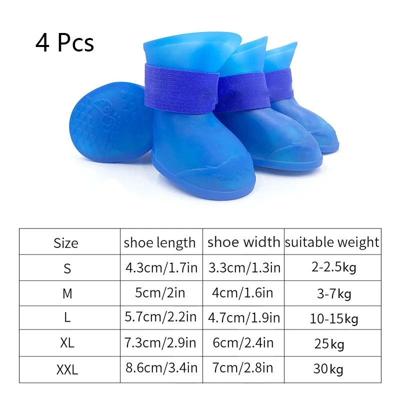 Waterproof Dog Puppy Shoes Rain Shoes for Small Medium Dogs Rubber