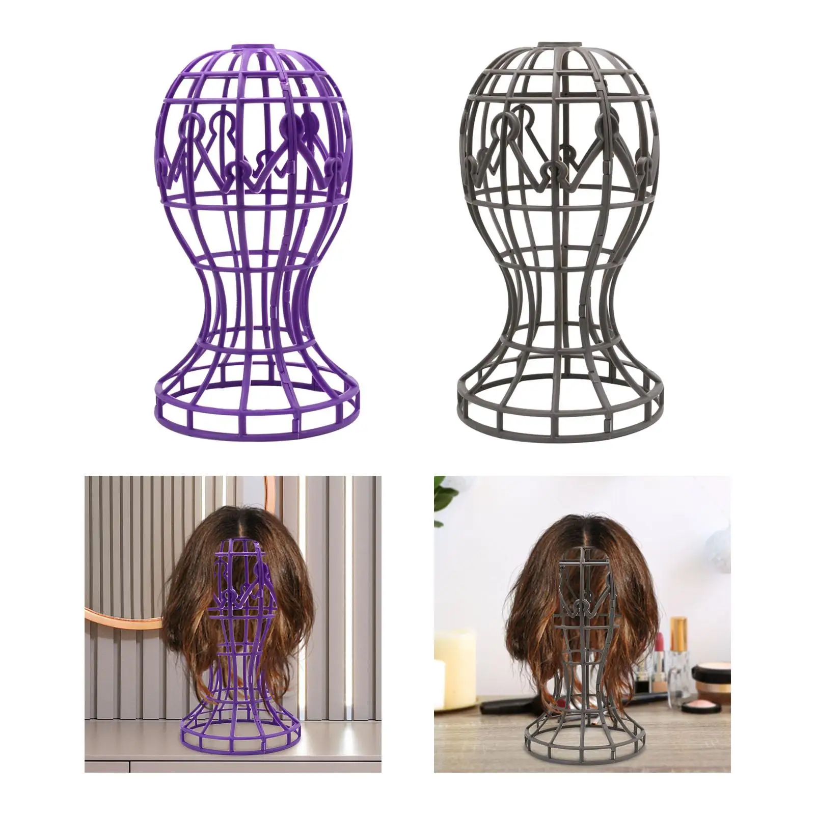 Travel Wig Stand Foldable Wig Hangers Portable Wig Dryer Wig Display Hat Display Tool Stable for Styling Wig Hair Drying Display