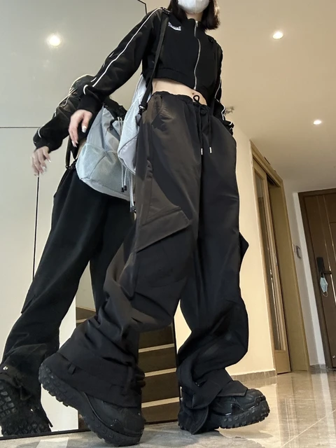Black Cargo Pants Men Cool Streetwear Harajuku Korea Fashion Casual  Multi-Pocket Male Trousers Work Pants Men Motorcycle Style - AliExpress