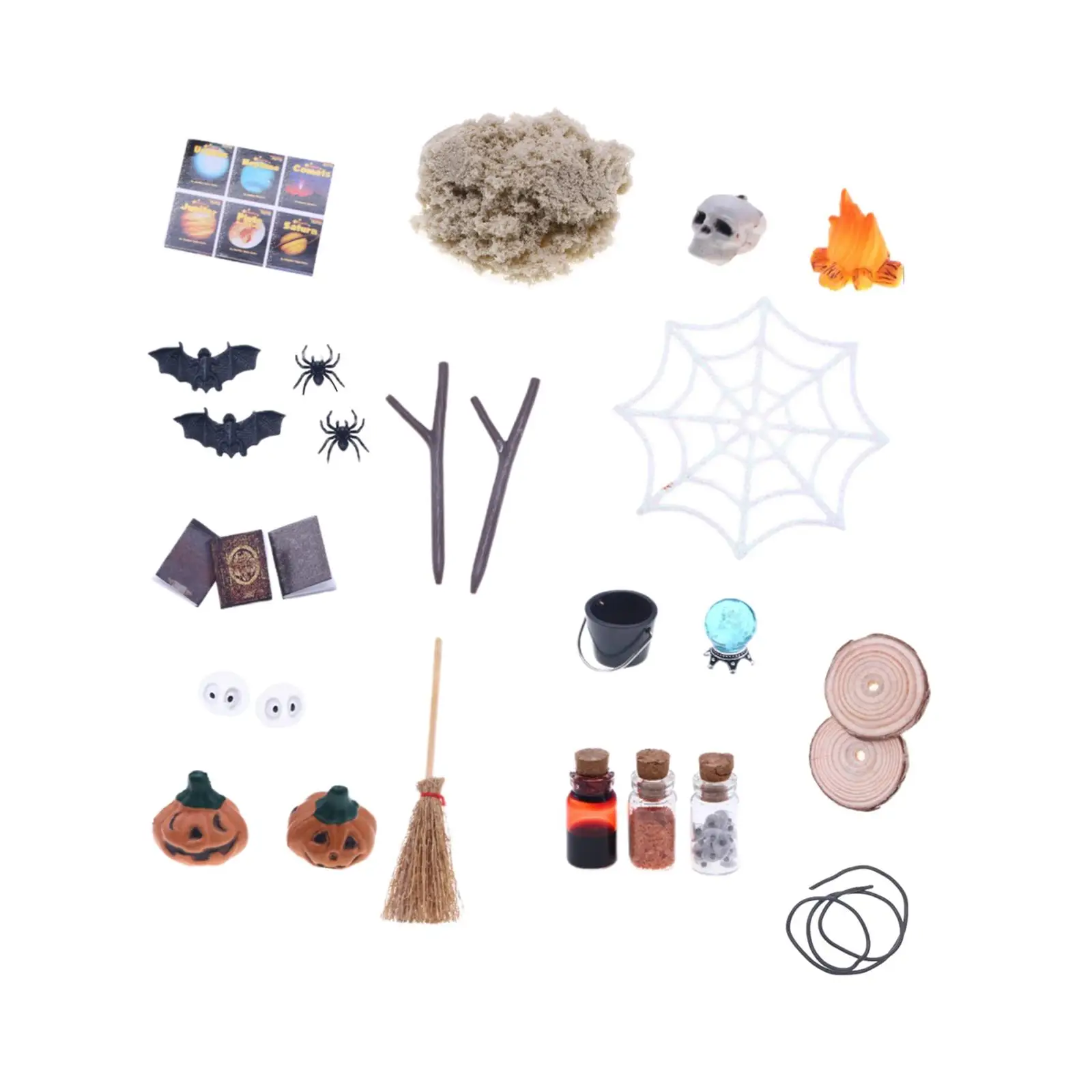 27Pcs Dollhouse Halloween Ornament Kit Gift DIY Pretend Play Halloween Micro Landscape Ornament for Home Room Bedroom Party