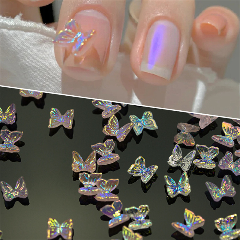 Best of 20PCS Aurora Multicolor Butterfly Nail Art Charms Resin Crystal Rhinestones Nail Decorations For Pressing Ornament On Gel Nails Reviews & Tips