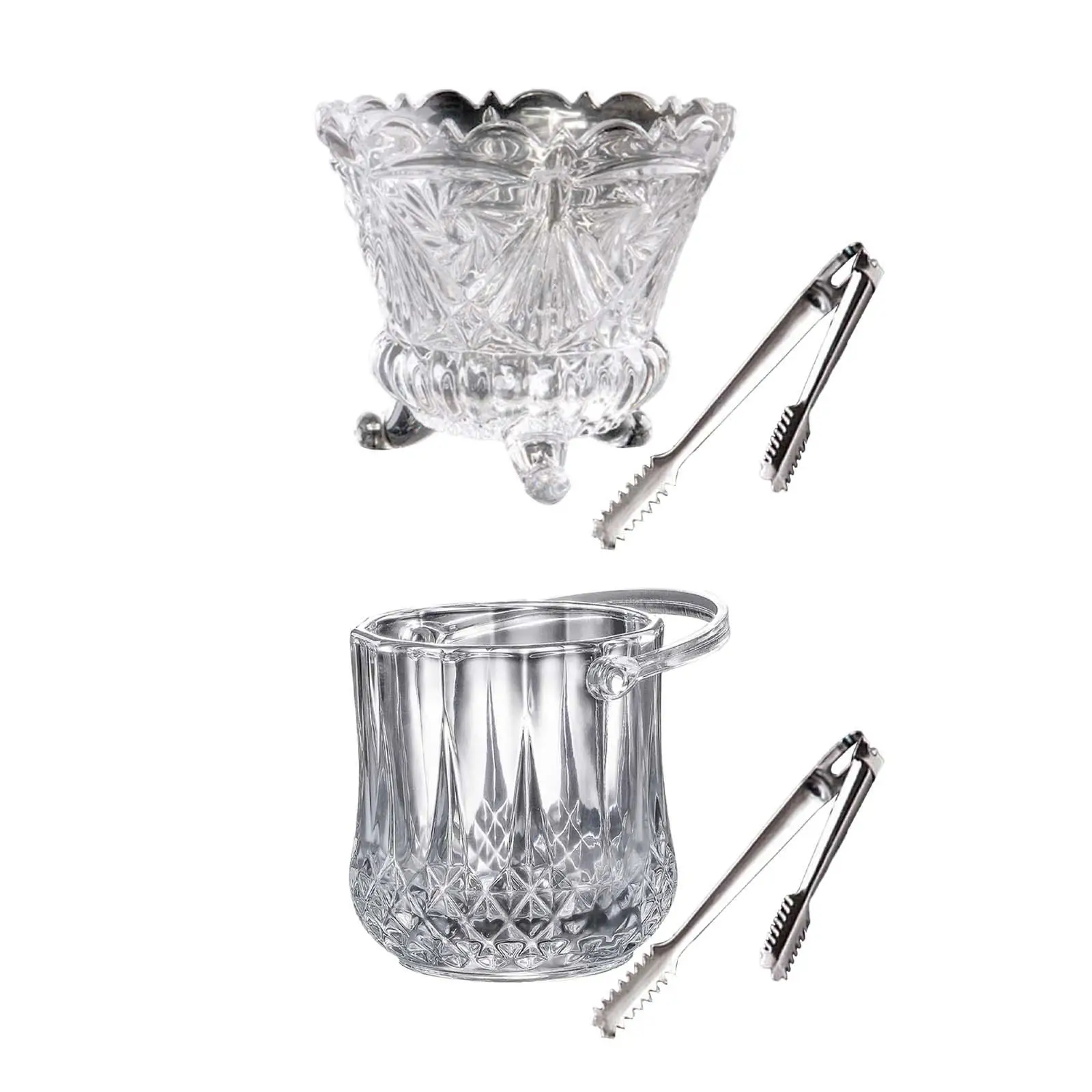 Glass Ice Bucket with Clip Champagne Bucket Portable Tubs for Beer Bottles Cocktail Parties Hotel Wine Bottle KTV Clubs