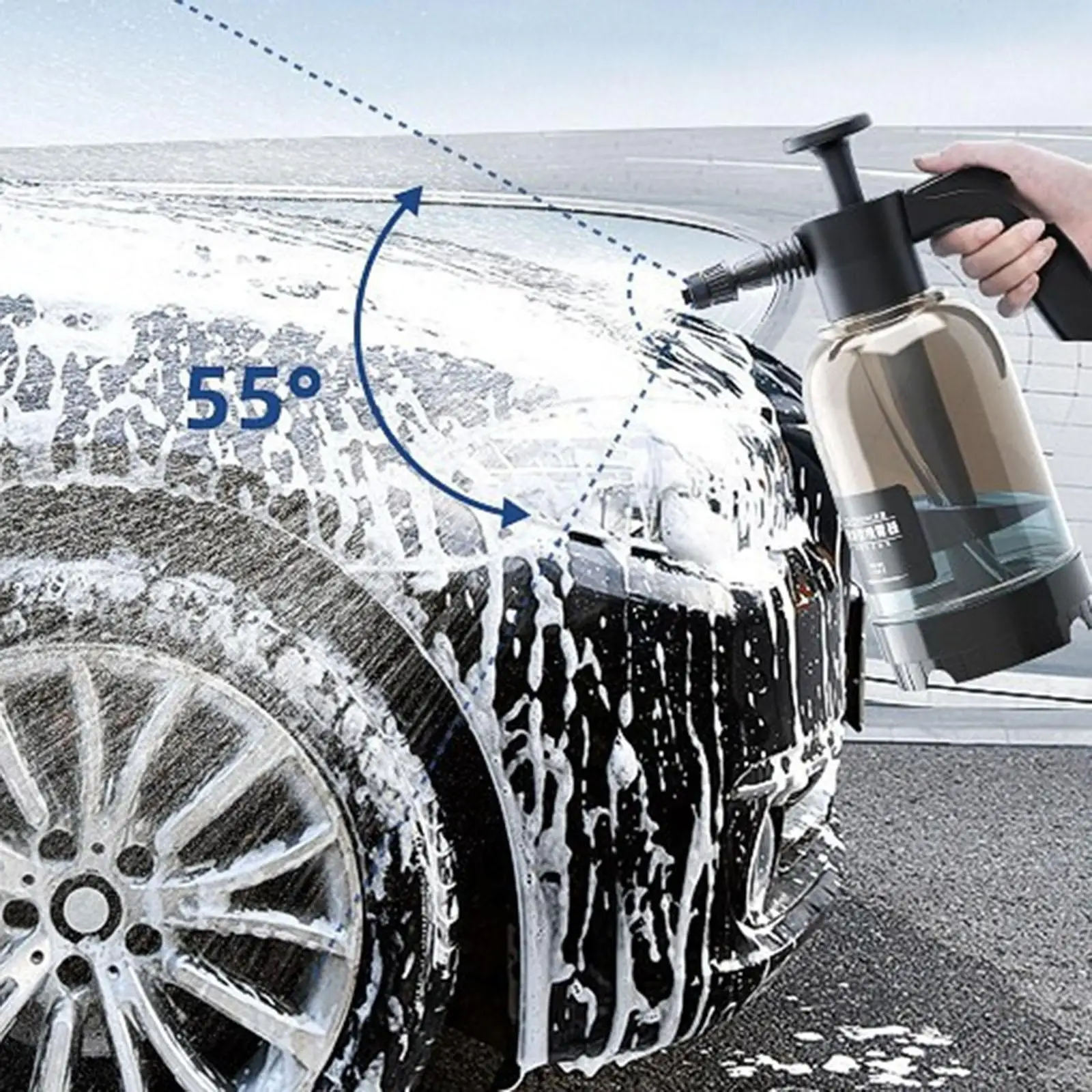 Portable Car Wash Pump Foam Sprayer Hand Pressure Multifunction 2L Lance Blaster Water Sprayer for Car Detailing Indoor Outdoor