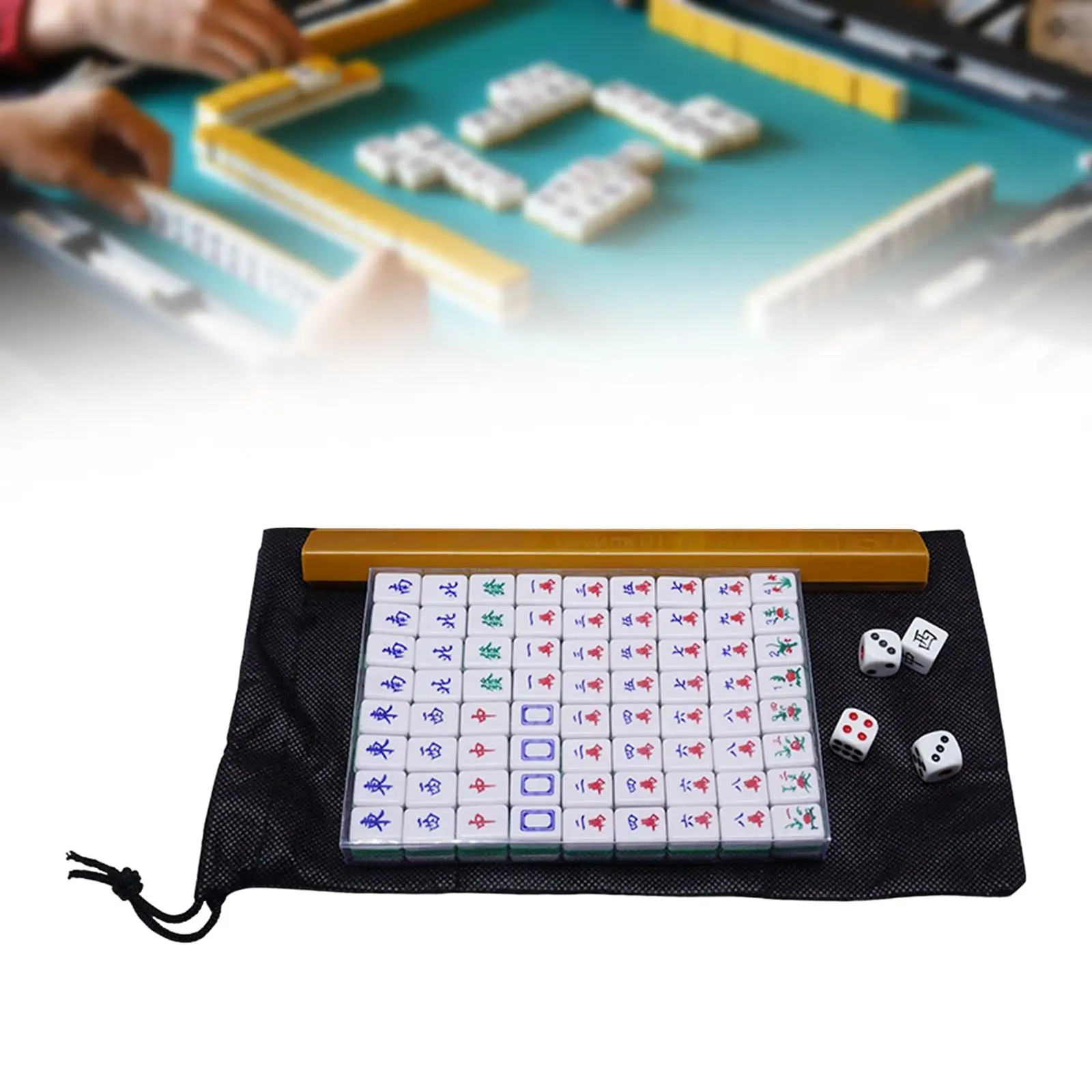 Mini Chinese Mahjong Game Set Chinese Version Game Table Game Board Game with Carrying Case for Chinese Game Play Party
