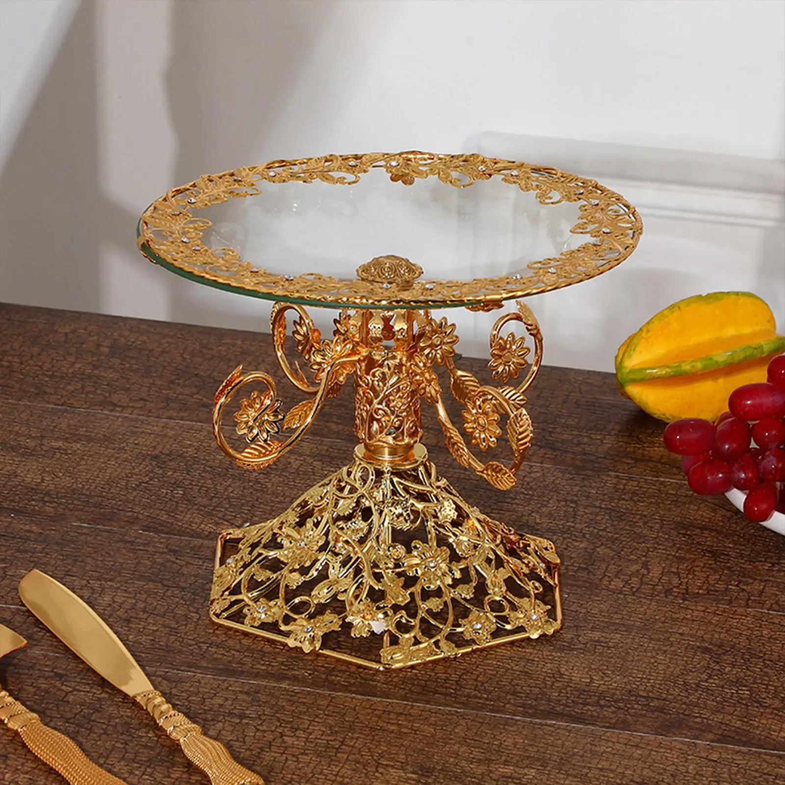 Fruit Plate Dessert Plate Round European Luxury Household Fruit Tray Serving Tray Snack Tray