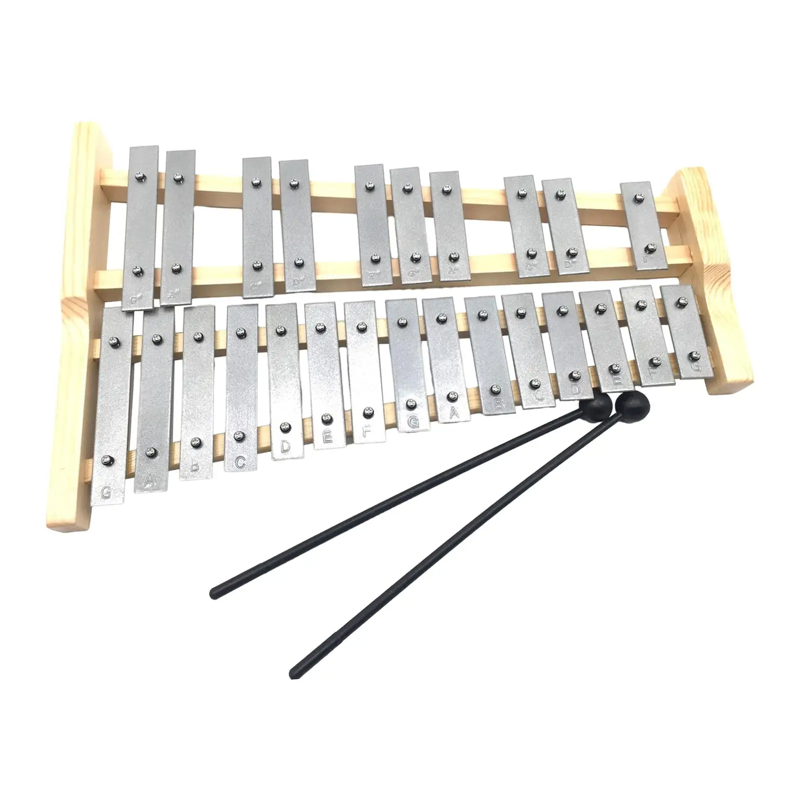 Aluminum Xylophone Wooden Frame Portable Professional Compact Gifts for Beginners 25 Note Glockenspiel Educational Percussion