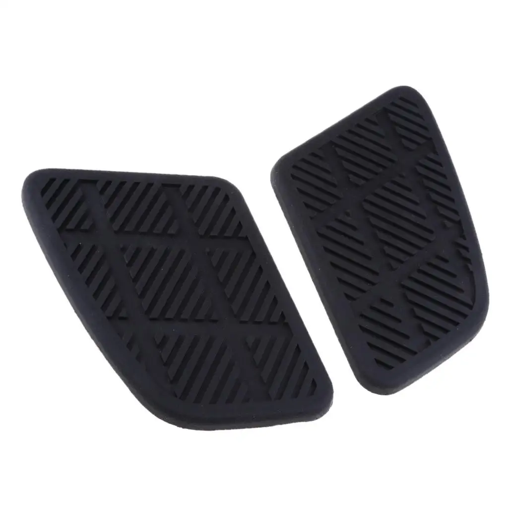 1 Pair Universal Motorcycle Rubber Gas Oil Tank Traction Pads Side Anti- Knee Grips Decals  - Black