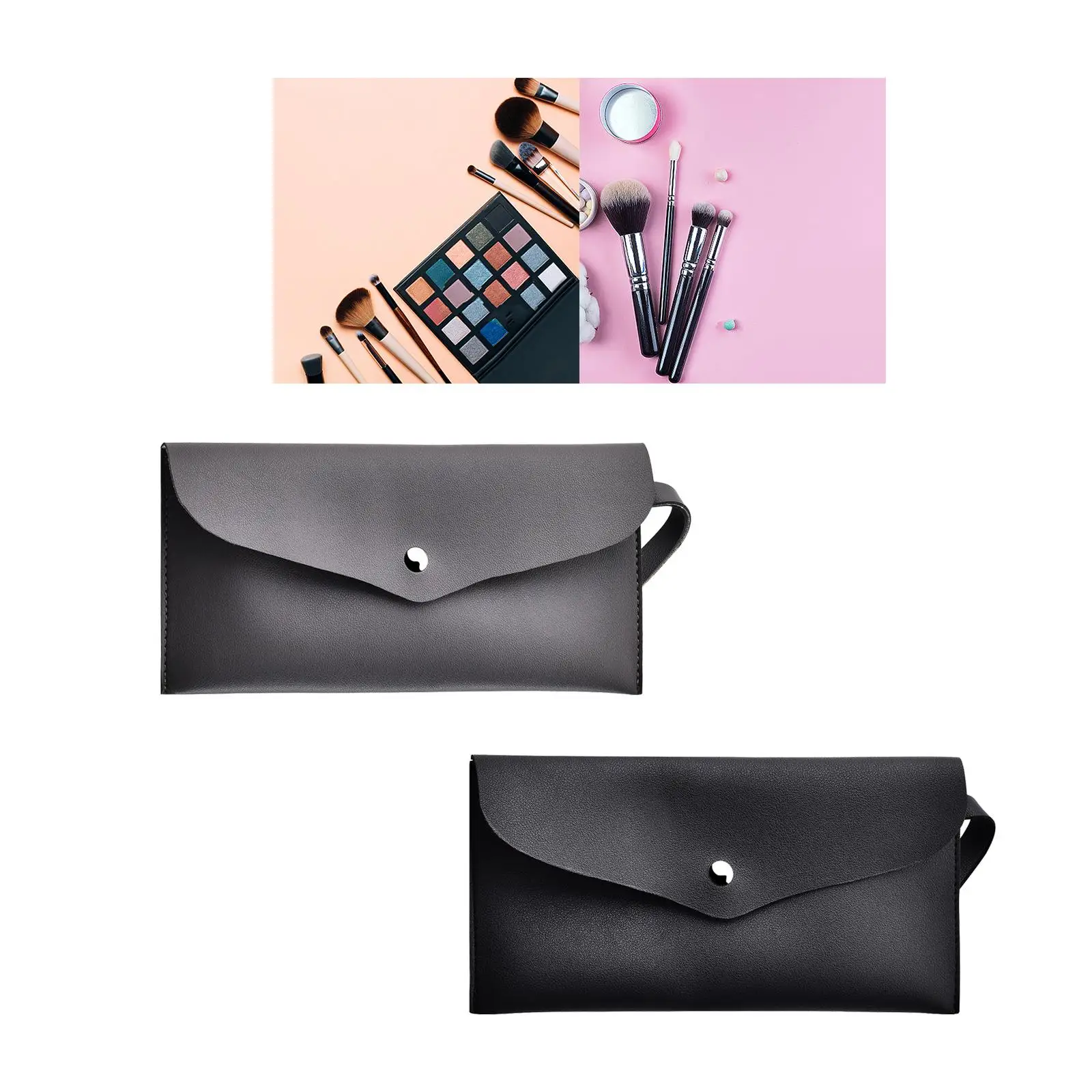 Makeup Brush Holder Handbag Bag PU Leather Measure 9.5x4.7inch Scratch Resistant Water Resistant Stylish Multifunctional Durable