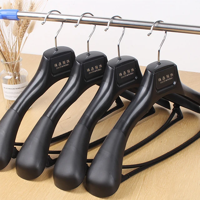 10pcs Adult Wide Shoulder Clothes Hangers Non Marking Non Slip Plastic  Hanger Large Pants Rack With Hook Wet And Dry For Balcony - AliExpress