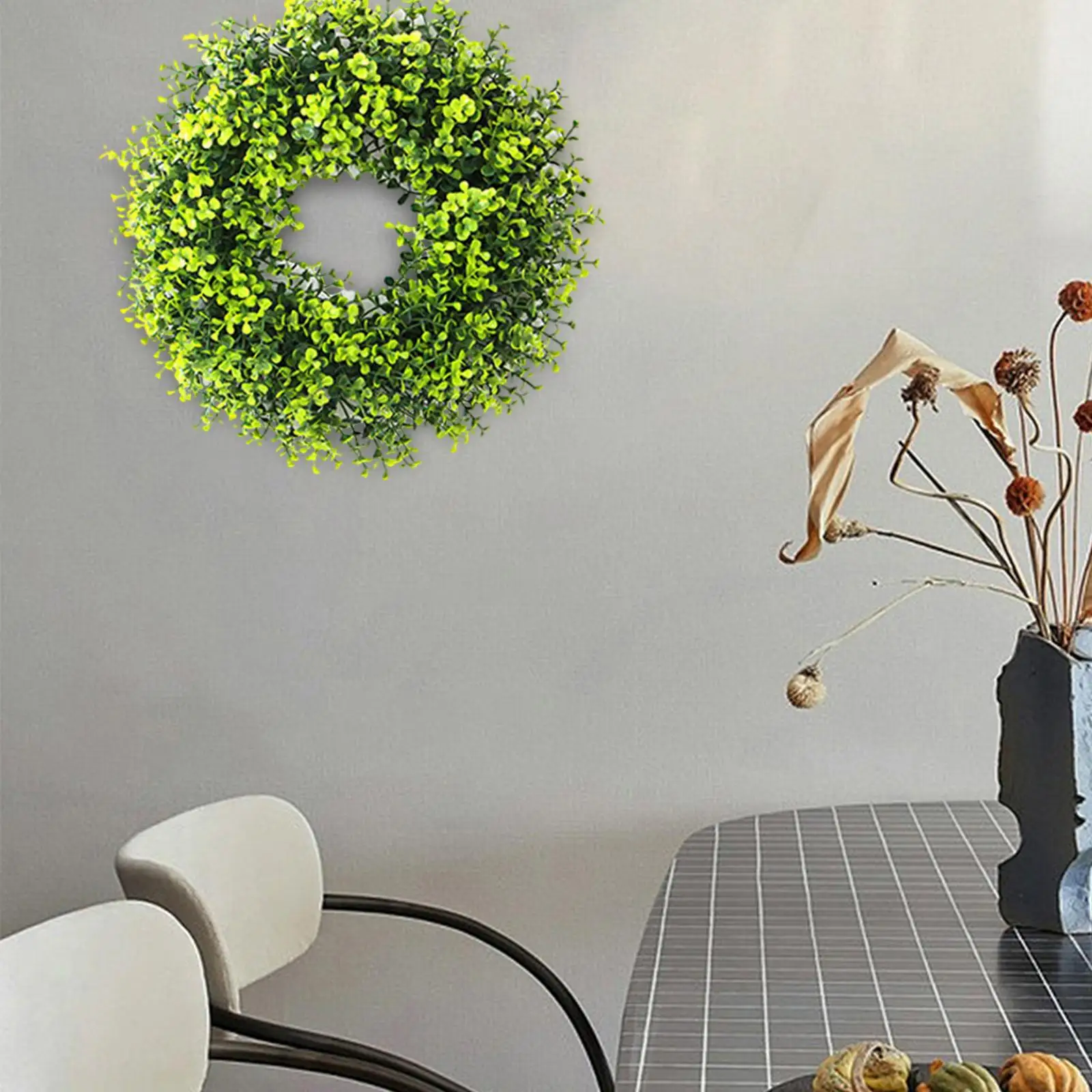 Artificial Garland Simulation Wreaths Floral Hoop Green Leaves Wreath for Office Decor Farmhouse Home Outdoor Decoration