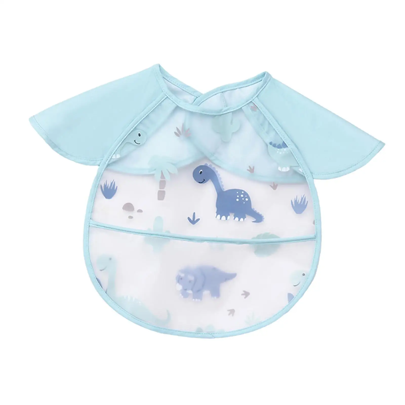 Baby Eating Smock Bib Boys Girls Large Pocket Oilproof Comfortable Baby Bib Infant Bib for Feeding Drawing Eating Supplies