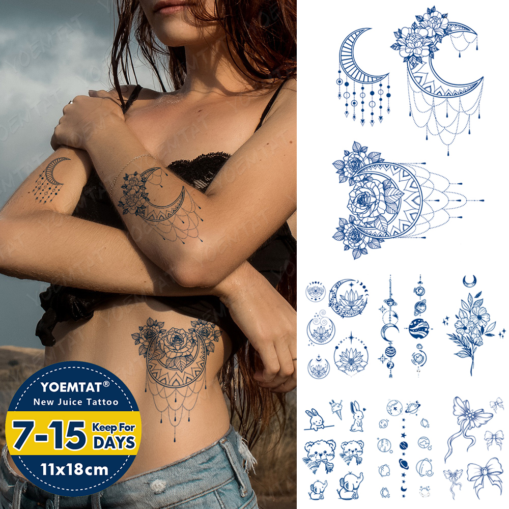 Best of Semi-Permanent Waterproof Temporary Tattoo Stickers Peony Moon Henna Totem Lasting Ink Tatto Women Body Art Herbal Fake Tattoos Reviews & Tips