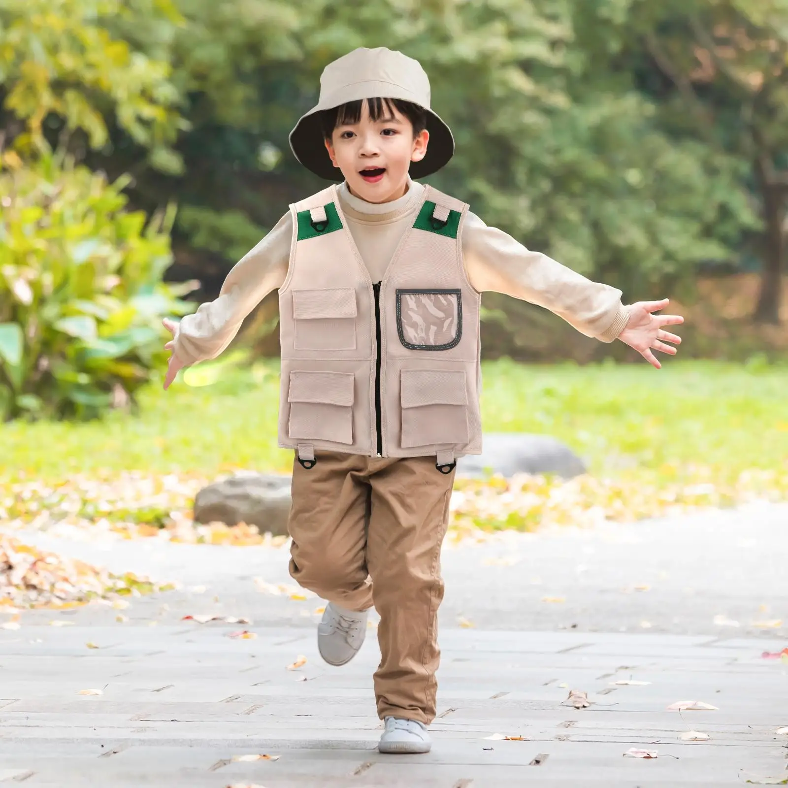 Kids Explorer Costume Cargo Vest and Hat for Toddlers Park Ranger Zoo Keeper