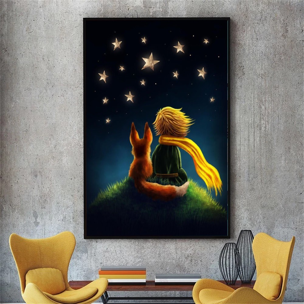 Description Picture 6 of itemAAA The Little Prince And Fox Vintage Poster No Framed Kraft Club Bar Paper Vintage Poster Wall Painting Bedroom Study Stickers