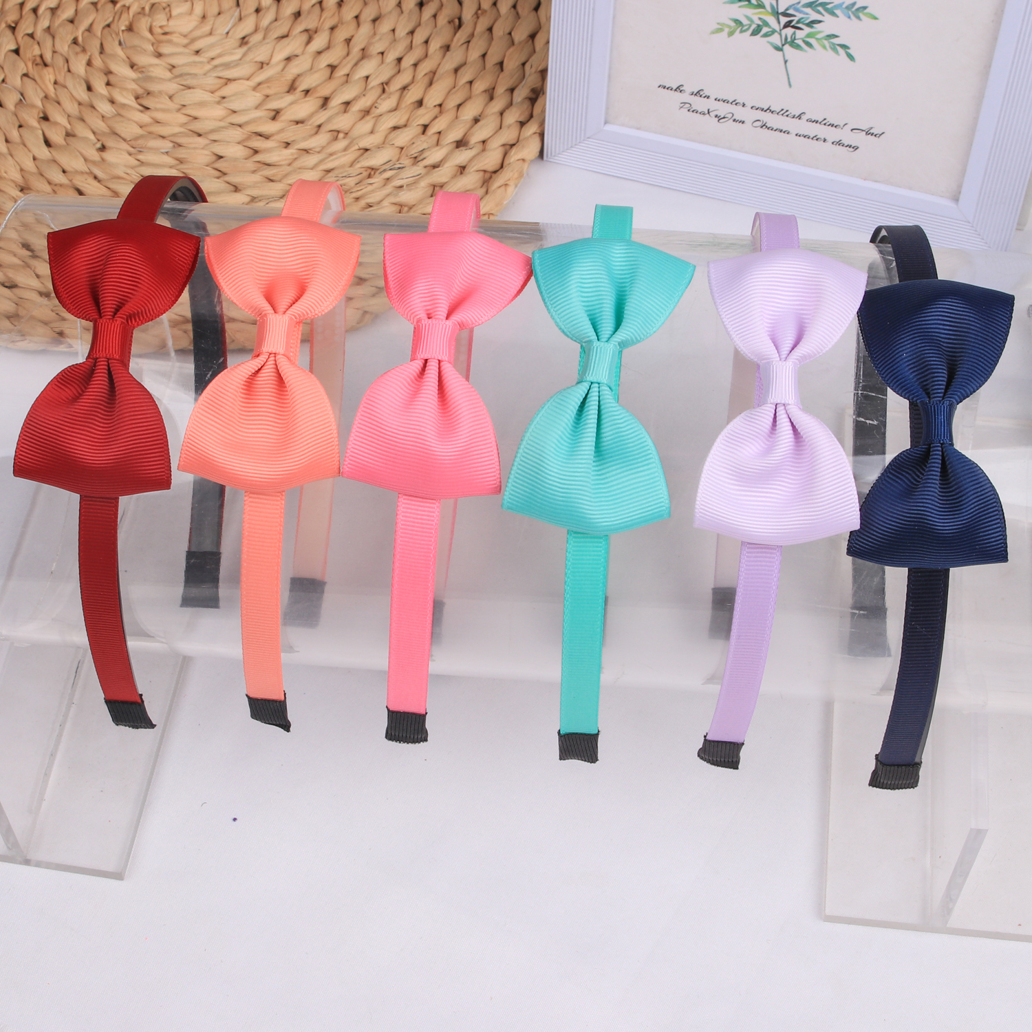 1PC Ripsband Haar Bögen Stirnbänder Mädchen Kunststoff Haarbänder 3 zoll Bögen Stirnband Kinder Kinder Mode Haar Zubehör – Detail 6