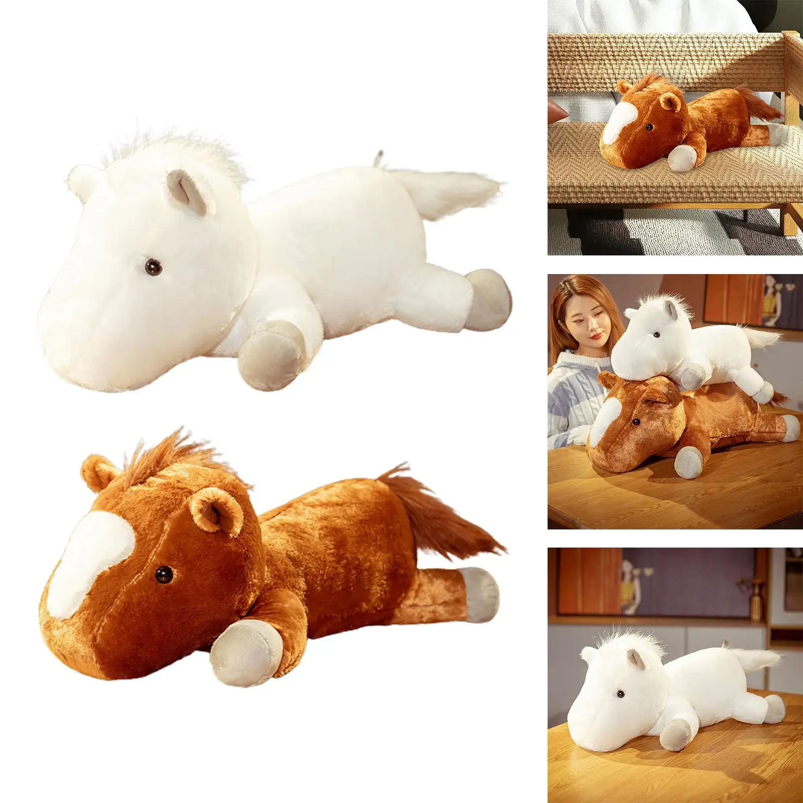 Soft Horse Plush Stuffed Animal Sleeping Pillow Horse for Home Bedroom Decor