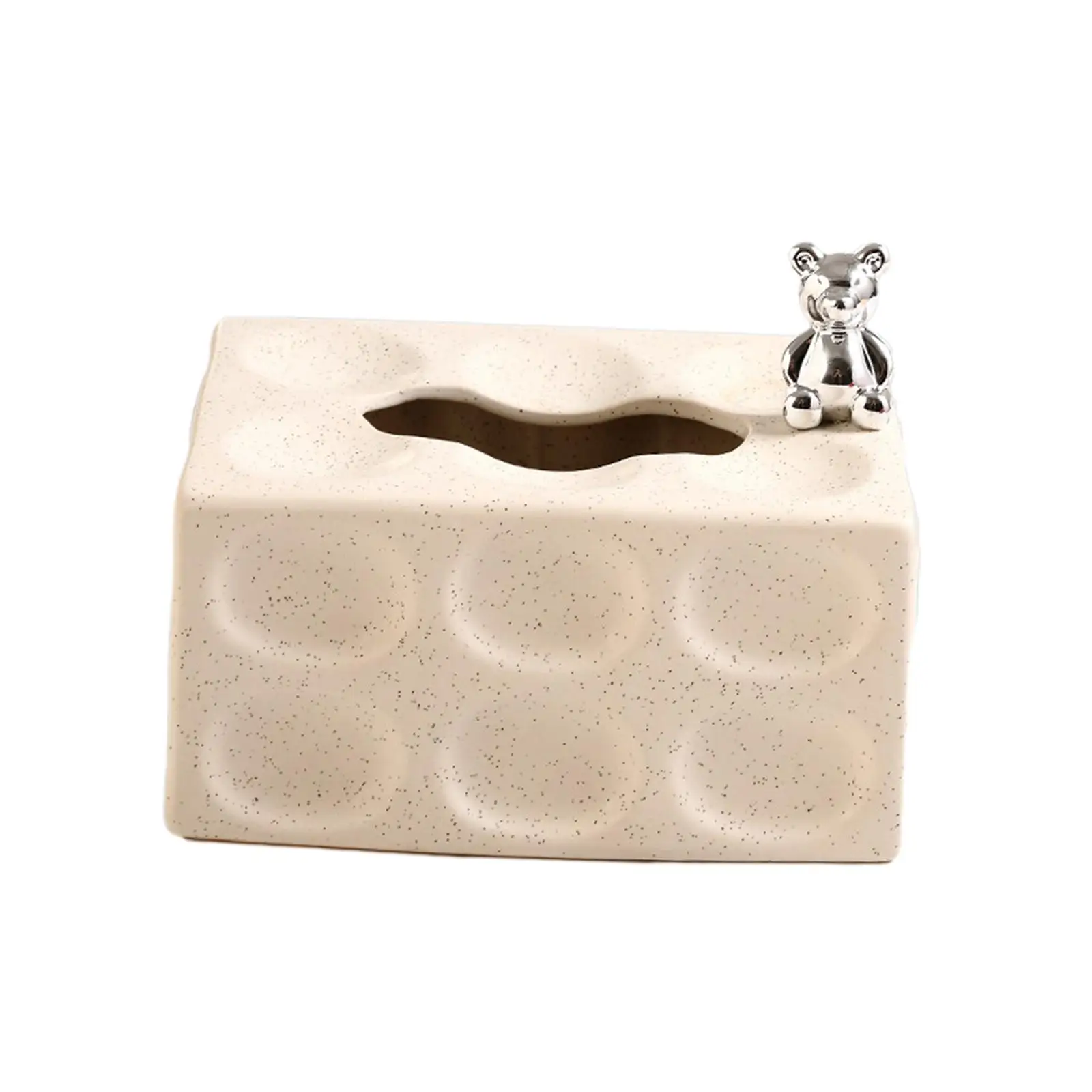 Ceramic Tissue Box Cover Holder Rectangle Decorative Facial Tissue Paper Box Cover for Home Tables Restaurant Kitchen Car