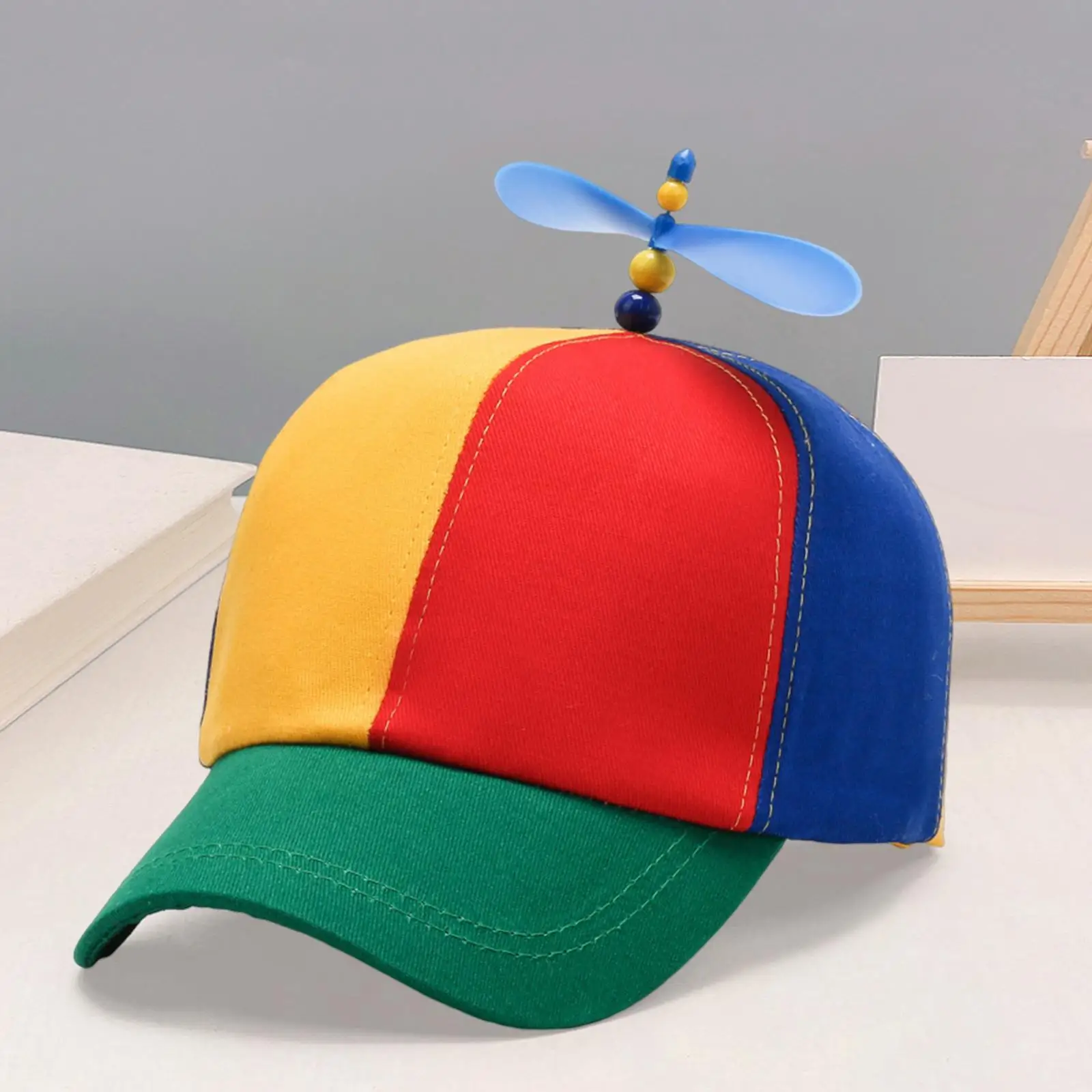 Propeller Hat, Brightly Color with Propeller On Top Spinning Propeller Ball Hat Adjustable Size Baseball Hat for Women Girl