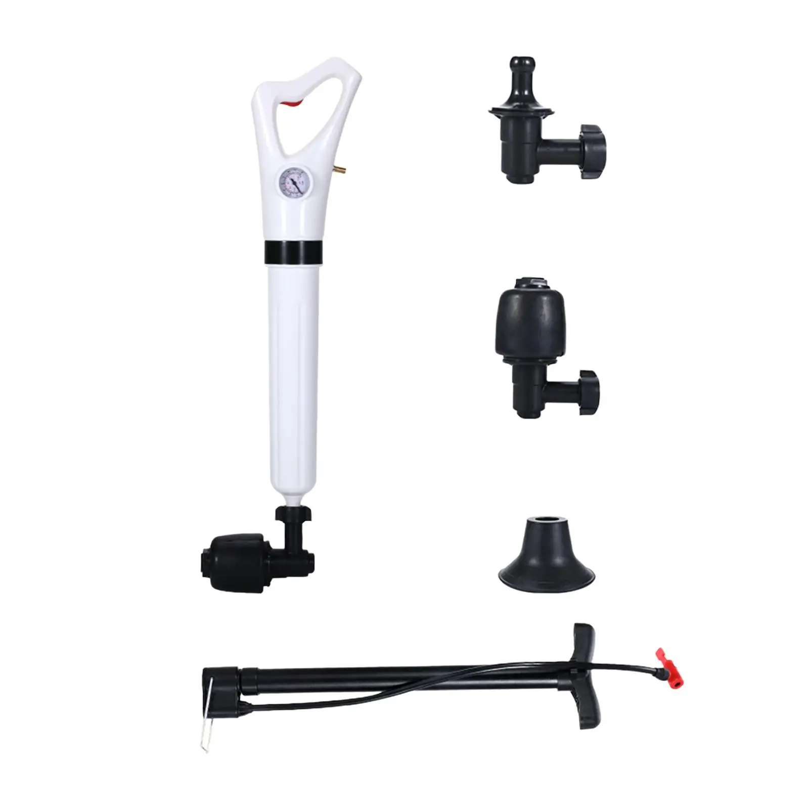 Toilet Plunger Set Plumbing Tools with Replaceable Heads Sewer Dredge Tool for Toilet Drains Piping Floor Drains Kitchen Squat