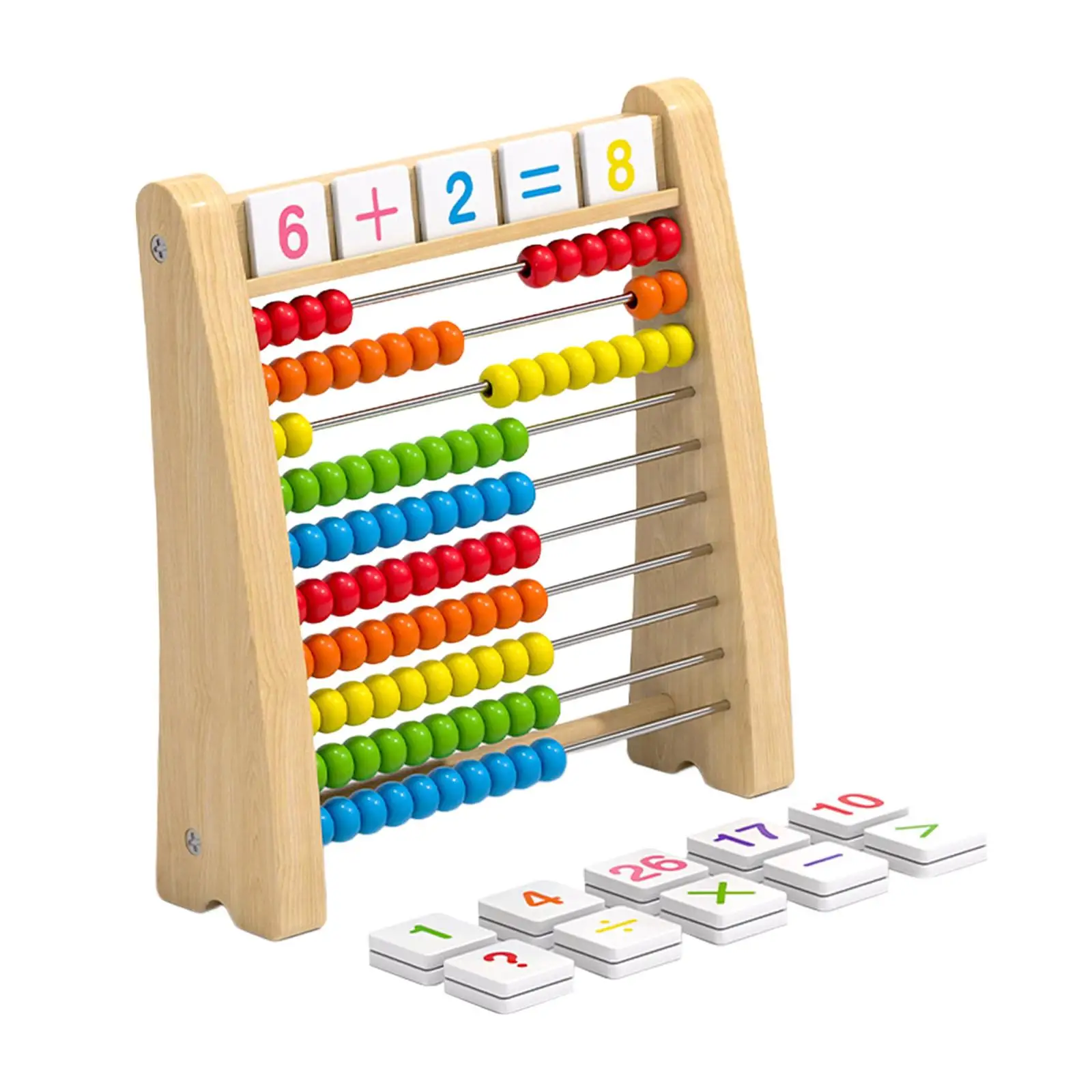 Wooden Abacus Ten Frame Set Educational Counting Frames Toy for Elementary