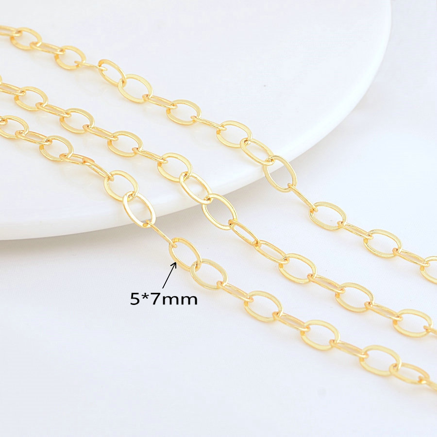 5*7mm 14 Karat vergoldete ovale Messing kette für die Schmuck herstellung DIY Halskette Armbänder Kette Schmuck herstellung Lieferungen – Detail 5