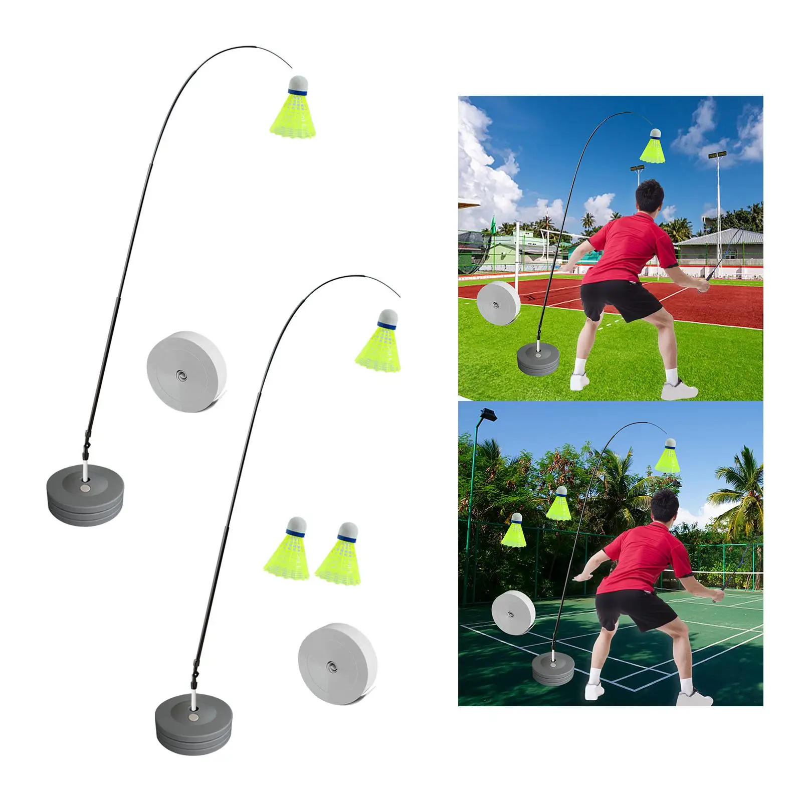 Sports Badminton Solo Exercise Equipment Self Study Badminton Trainer for Indoor, Outdoor, Garden, Lawn Adjustable Accessory