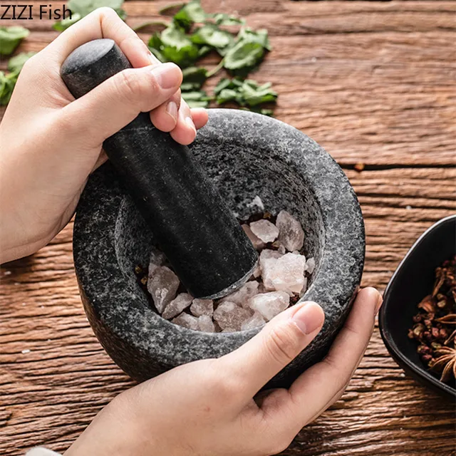 Mortar and Pestle Set - Unpolished Heavy Granite for Kitchen Spices, Herbs,  Pesto Grinder - AliExpress