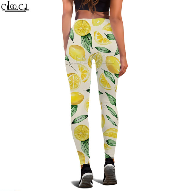 CLOOCL Fashion Women Legging Yellow Lemon Pattern 3D Printed Trousers for  Female Workout Push Up Jogging High Waist Yoga Pants