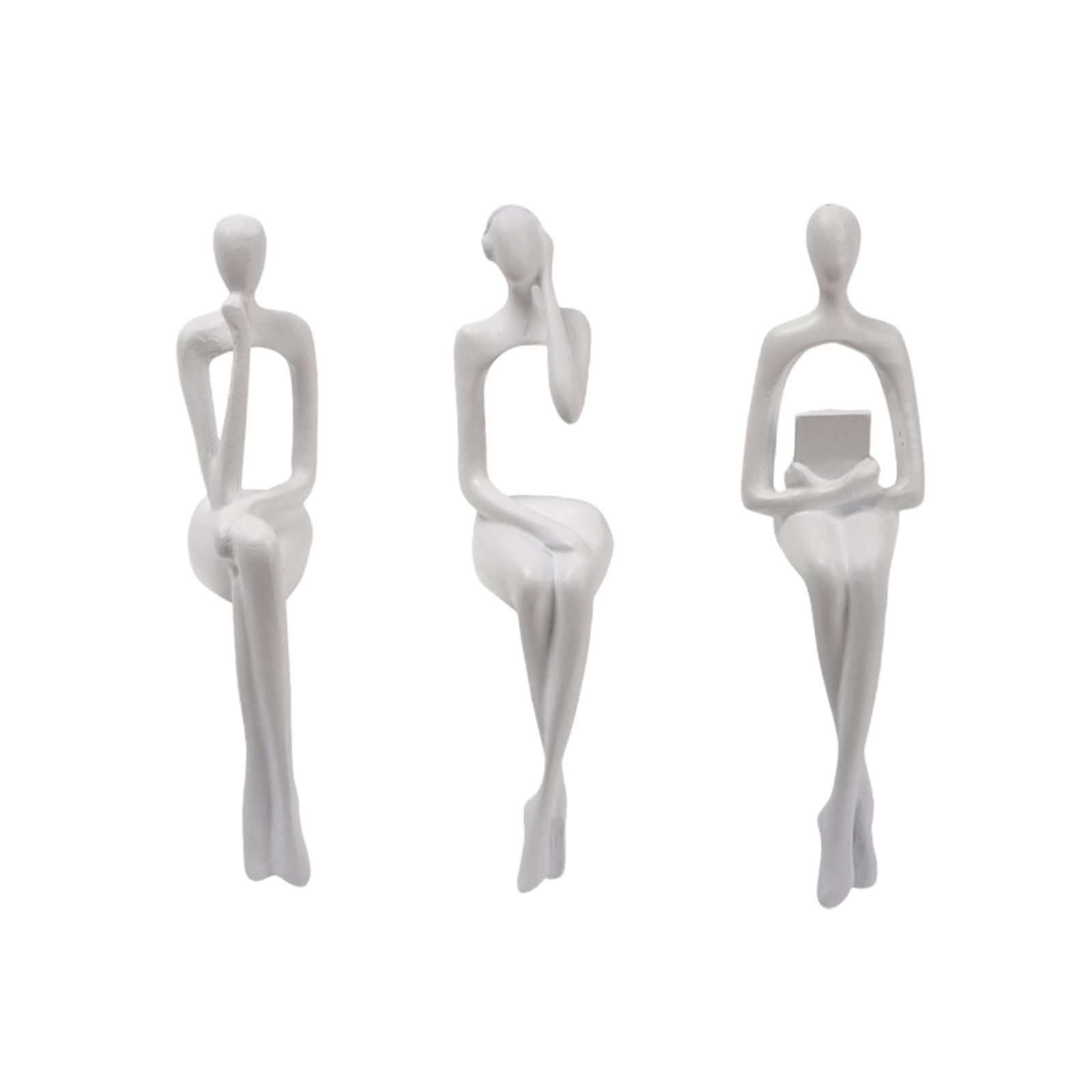 Statue de penseur assis en résine Sculpture abstraite, Accents de décor d'étagère en résine