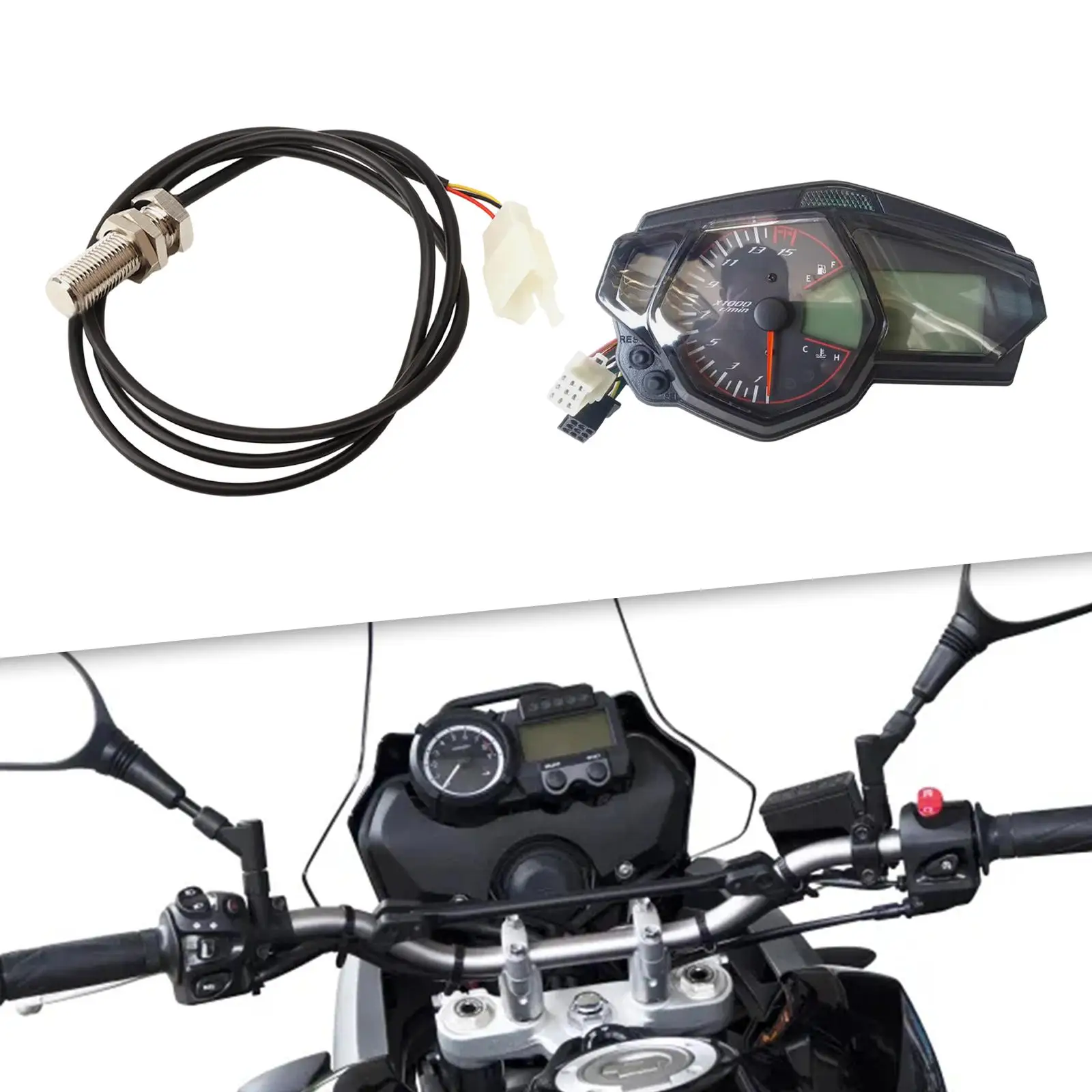 Motorcycle Speedometer Gear Display Odometer LCD Digital Gauge Instrument for