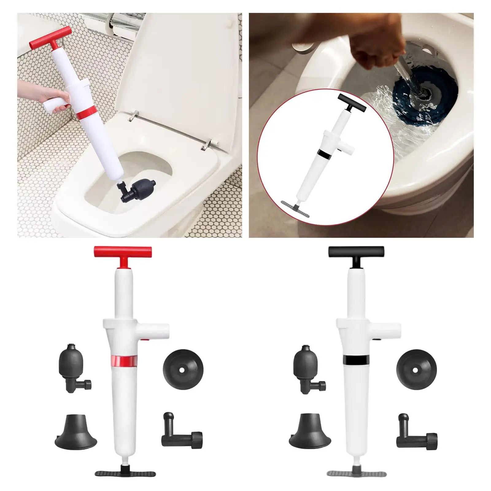 High Pressure Toilet Plunger Air Drain Blaster Sewer Dredge Tool Floor Drain Toilet Unclogger for Kitchen Bathroom Bathtub Hotel
