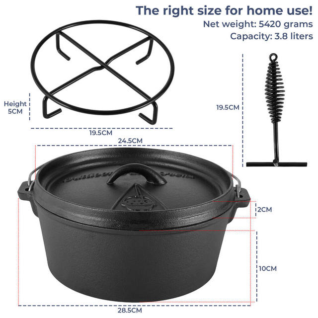 Iron 12 / 6 Quart Seasoned Cast Iron Camp Dutch Oven - AliExpress