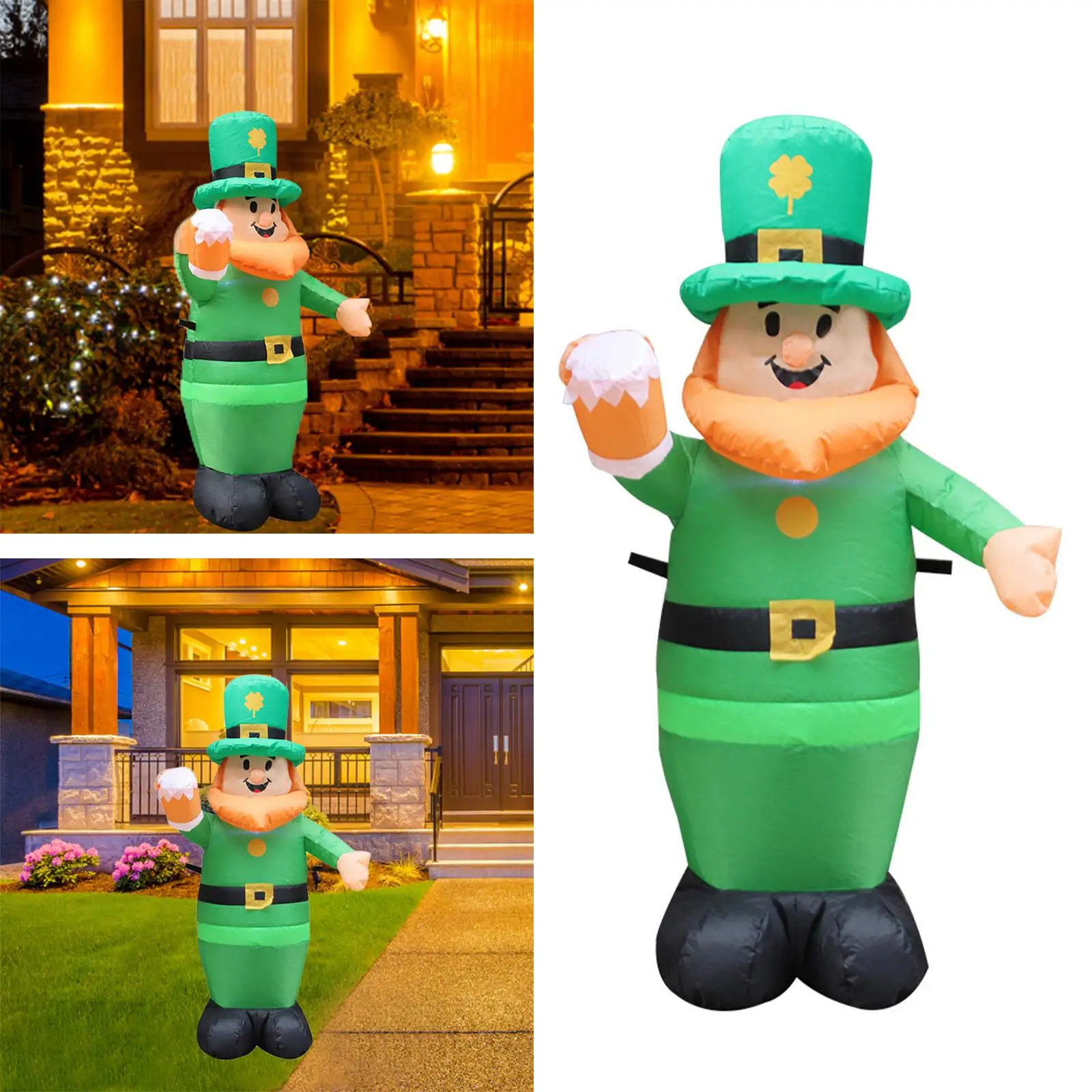 1M Inflatable Toys Gift Inflatable Decor Decor Doll ST Patricks Day Inflatable Decor for Lawn Holiday Party Courtyard EU Adaptor